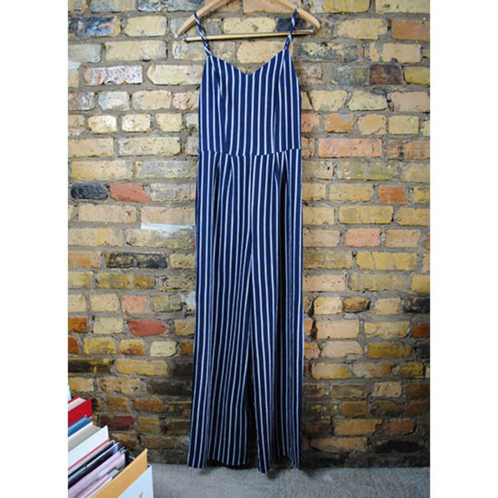 MONTEAU Wide Leg Striped Jumpsuit